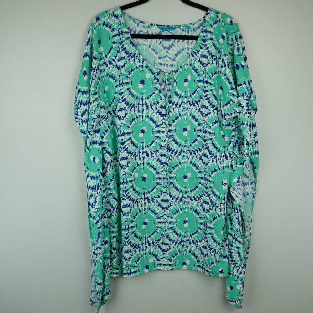 Tori Richard Green and Blue Flowy Dress Size Medium